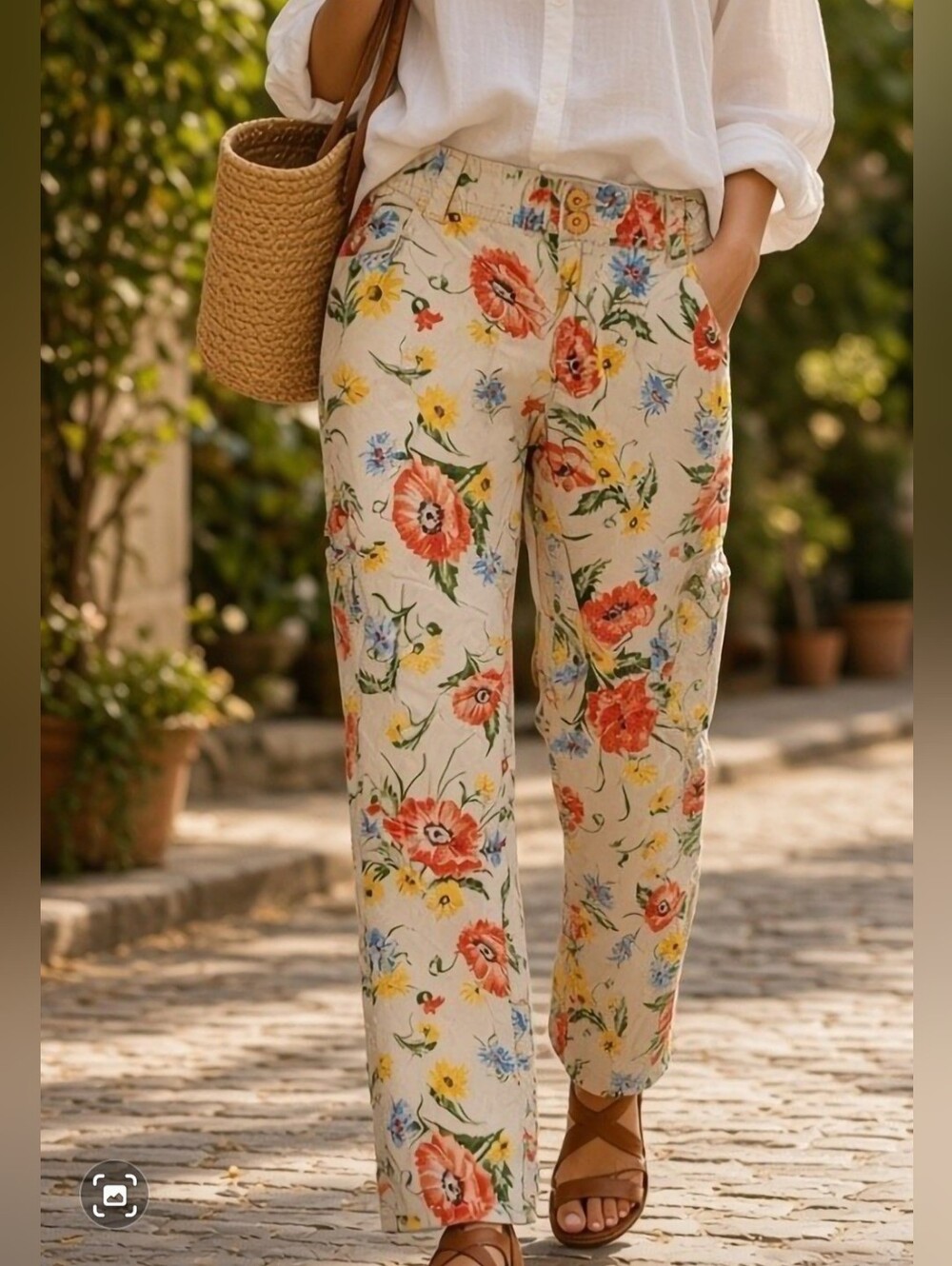 Anthropologie Hei Hei Women's Size 8 Sundrop Cargo Ankle Floral Print Crop Pants